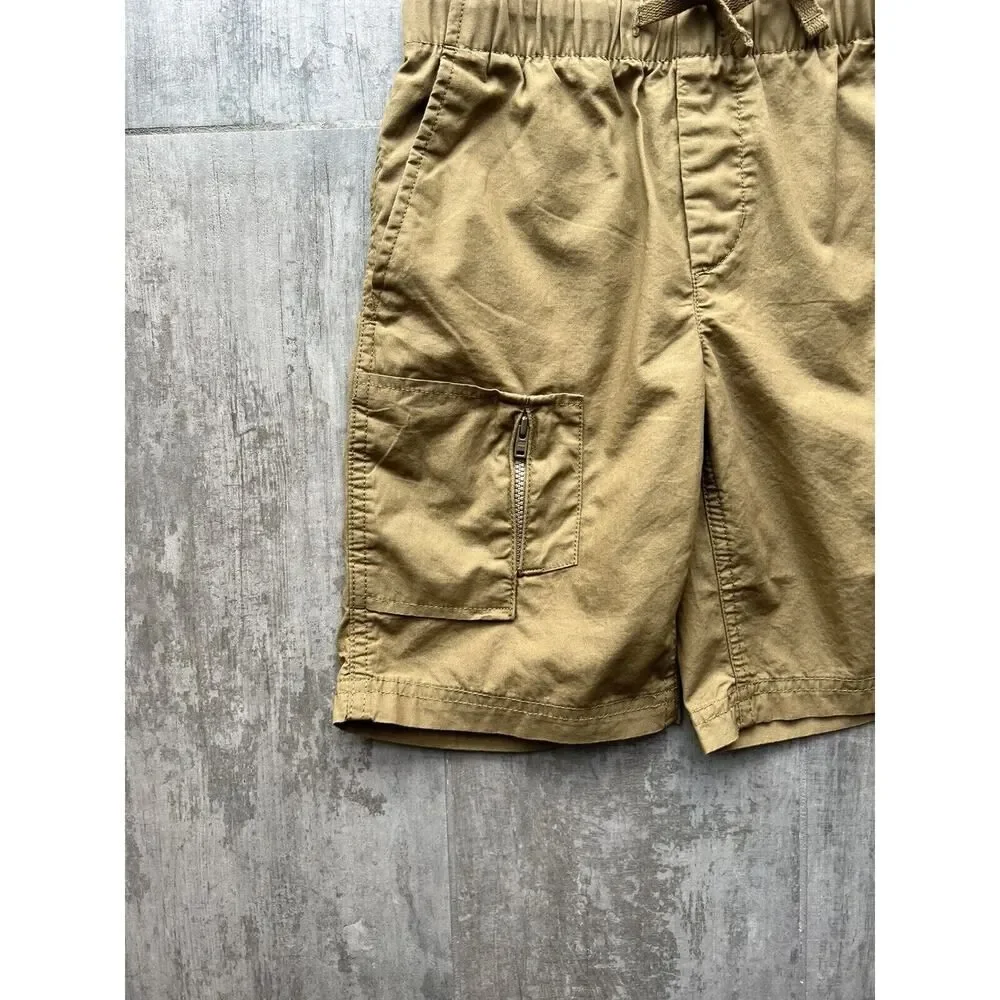 GAP Kids Boy Drawstring Elastic Short Pull-On Khaki Cargo Zip Pocket NEW S 6-7..